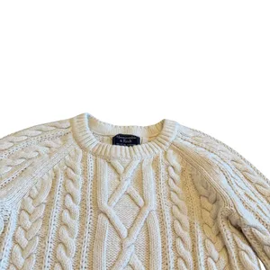 Abercrombie & Fitch Cream Thick Cableknit Sweater Pullover Chunky Cozy Sz Small thumbnail 4