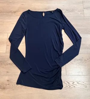 Banana Republic Navy Blue Long Sleeve‎ Ruched Tunic Dress Womens Tall Small S thumbnail 1