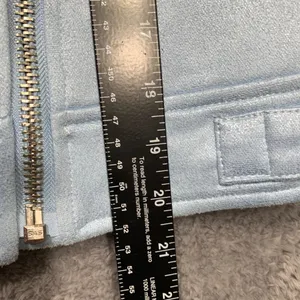 Superdown Women's Moto Jacket Small Light Blue Faux Suede Biker Coat Polyester B thumbnail 3