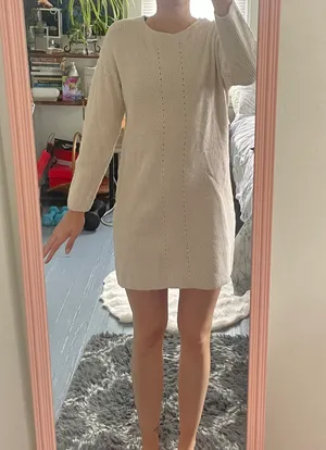 H by Halston White Cozy Sweater Dress thumbnail 6