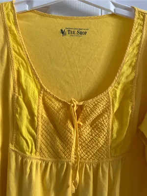 Women's VS Tee Shop Yellow Scoop Neck Peasant Top thumbnail 2