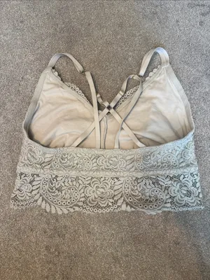 Aerie Taupe Lace Unlined Strappy Back Long Line Bralette Size XL thumbnail 3
