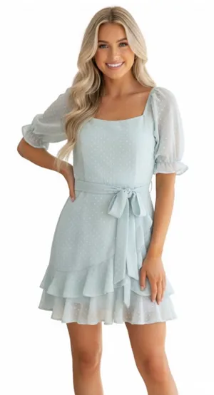 Altar'd State Dress Blue Ruffle thumbnail 1