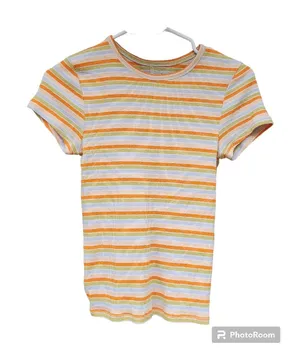 Urban Outfitters Striped Ribbed Tee Casual‎ Short Sleeve Top M thumbnail 1