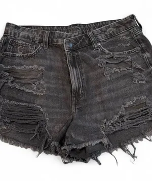 American Eagle Outfitters Black Distressed Denim Cutoff Shorts thumbnail 1