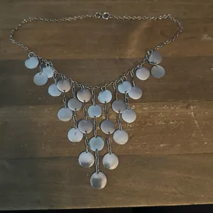 Vintage silver tone pyramid bib necklace thumbnail 2