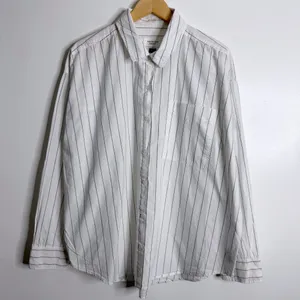 American Eagle Women's White Button Front Striped Shirt Large Oversized‎ Dressy thumbnail 1