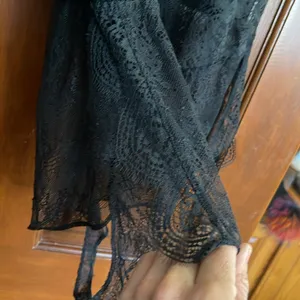 Victoria's Secret Black Scallop V Neck Back Tie Lingerie Romper Teddy Large thumbnail 3