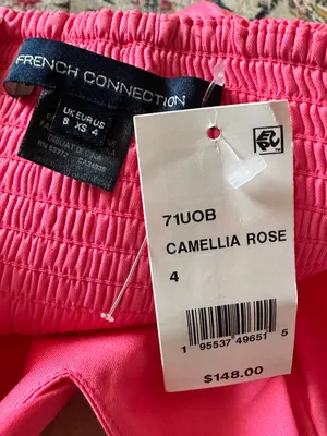 French Connection One-Shoulder Camellia Rose Pink Bow Dress 4 thumbnail 7