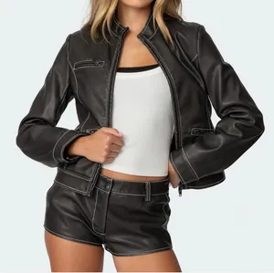 Edikted Leather Jacket and Shorts Set thumbnail 1