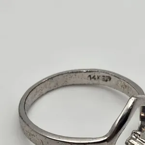 14K White Gold Plated Heart & CZ Ring (5) thumbnail 7