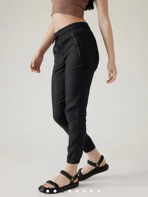 Athleta Cabo Linen Jogger Pants Womens 12 Tall Black Lightweight Pockets Taper thumbnail 2