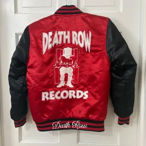 Headgear Classics Death Row Records Jacket Womens S Red Satin Varsity Hip Hop 90 thumbnail 2