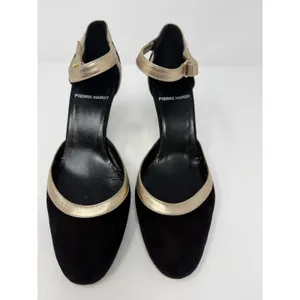 Pierre Hardy Black Suede Gold Leather Ankle Strap Pumps Made in Italy Size 7.5 thumbnail 2