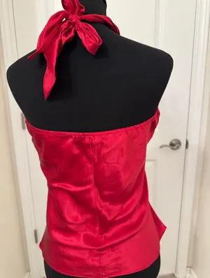 Forever 21 Red Silk Halter Neck Top thumbnail 2