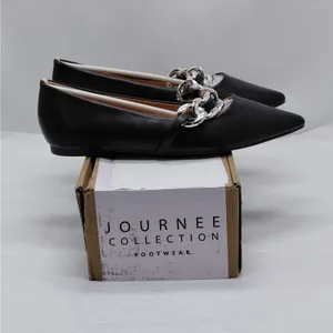 Journee Collection Metinaa Ballet Flats Womens 6.5 Black Chain Pointed Toe Shoes thumbnail 3