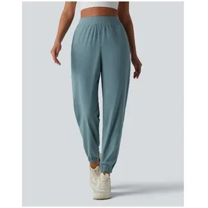 Halara Women's Sz XS High Waist Eyelet 2-in-1 Zip Hem Running Joggers Stone Blue thumbnail 2