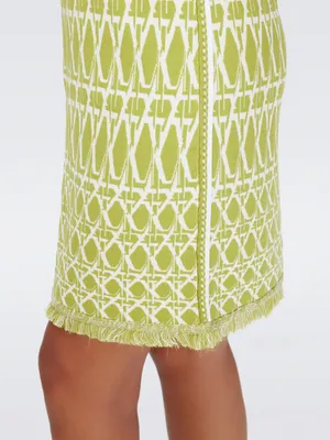 Diane von Furstenberg Reilly Dress Womens S Chartreuse Fringe Geometric thumbnail 4