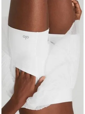 Alo Mesh Flirty Tennis Skirt White Sheer Transparent See-Through Pleated Skort thumbnail 4