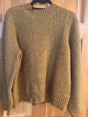 Loft outlet mustard brown mock neck sweater size xlarge . thumbnail 1