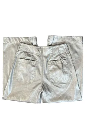 Anthropologie Maeve Women’s The Colette Silver Metallic Wide Leg Pants Size 30 P thumbnail 8