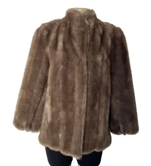 Vintage Made in USA Brown Faux Fur Coat Women’s Jacket Long thumbnail 1