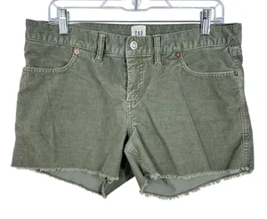 Gap Women's Size 10 Corduroy Shorts Olive Green Raw‎ Hem Casual Summer Essential thumbnail 1