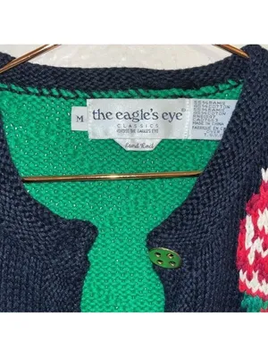 Vintage Eagle's Eye Vintage Christmas Cardigan cottagecore granny teacher thumbnail 5