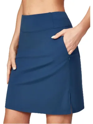 NEW Blue Heathyoga Knee Length Skorts Golf Skirt Pockets Zipper S 20” thumbnail 1