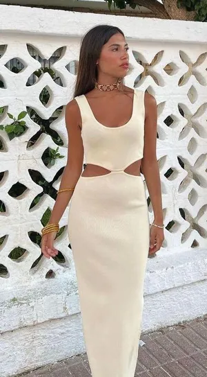 ZARA nwt ribbed knit cut out midi dress thumbnail 1