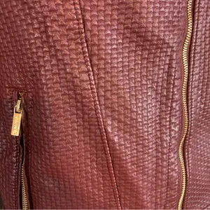 Calvin Klein Burgundy Textured Faux Leather Jacket (M) thumbnail 9