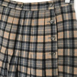 VTG Moschino jeans 26‎ Y2K plaid pleated Academia wool brown skirt thumbnail 4