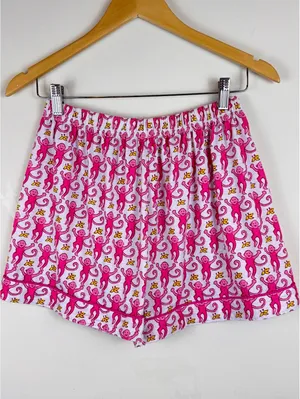Pink Monkey Print Pajama Set Short Sleeve Top & Shorts Size L thumbnail 8