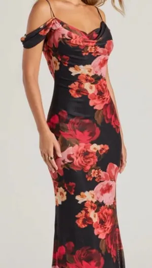 Windsor-Francie Cold Shoulder Slim Floral Formal Dress -LARGE thumbnail 1