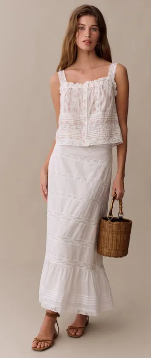 NWT sorella Madeleine Cotton Skirt size 10 white cotton few moda maxi thumbnail 1