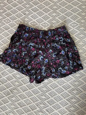 Free People Floral High Waist Flowy 100% Viscose Large Shorts -Pink, Black, Blue thumbnail 2