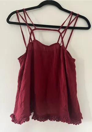 Intimately Free People Strappy Boho Eyelet Tank Top XS Red Festival Romantic thumbnail 1