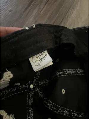 Olive & Pique Beaded Floral Heart Cap Brown Denim Y2K thumbnail 6