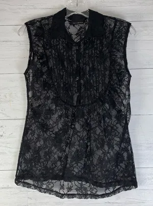 The Limited Black Lace Women’s Outer Shell Top Size Small Button Up Sleeveless thumbnail 1