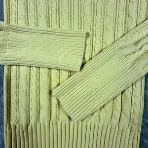 Y2K American Eagle V Neck Fitted Cable Knit Sweater Women Medium Yellow Preppy thumbnail 7