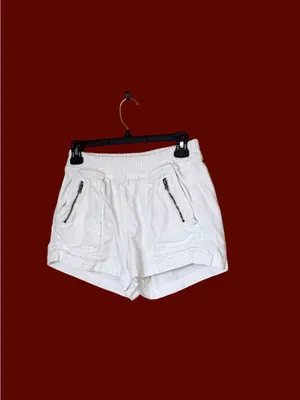 aerie White Elastic-Waist Bermuda Shorts with Zip Pockets thumbnail 3