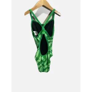 Speedo One Piece Swimsuit Womens 30 Green Pro LT Geometric Athletic Swim Trainin thumbnail 3
