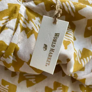 World Market Cotton Boho Beachy Relaxed Sharkbite Hem Midi Dress S/M Yellow thumbnail 5