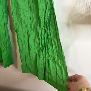 Jason Wu Green Crinkle Drawstring Waist‎ Wide Leg Casual Pants - Women's L thumbnail 3