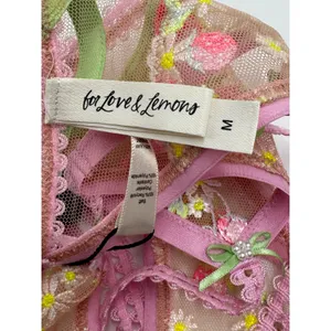 For Love & Lemons Tutti Frutti Shimmer Garter Belt S Pink Floral Embroidered NWT thumbnail 7