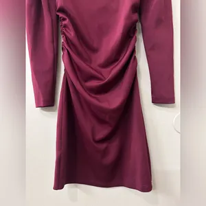 Susana Monaco Elegant Burgundy Ruched Dress thumbnail 7