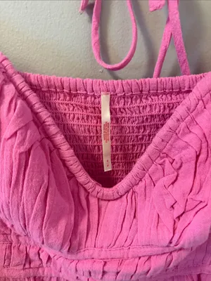 Free People Chloe Ruffle Top Pink NWOT Size small- MSRP $98.00 thumbnail 4
