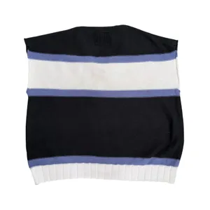Free People We The Free Tommy Sweater Vest Womens Black Blue Striped V-Neck Knit thumbnail 5