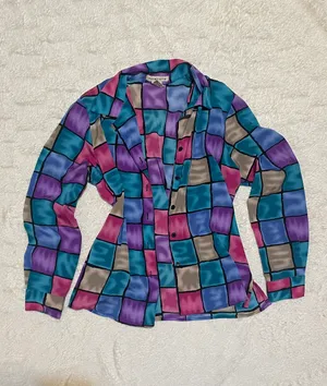 Notations Vintage Disco Pattern Button Up thumbnail 1
