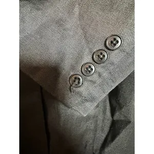 Lauren Ralph Lauren Black 100% Linen Collarless Longline Blazer Jacket Size 14 thumbnail 2